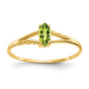 14k Yellow Gold Peridot August Birthstone Ladies Ring (Size 7)